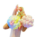 Wholesale Cute Ice Cream Cone Crochet Keychain Plush Ice Cream Keyrings Knitting Dessert Car Keys Keychain for Bag Pendant