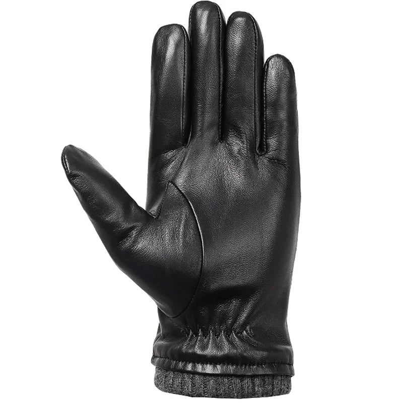 Sample Support Premium Quality Genuine Shearling Leather Gloves for Men Touchscreen Play Phone Napa Lined Driving Gloves