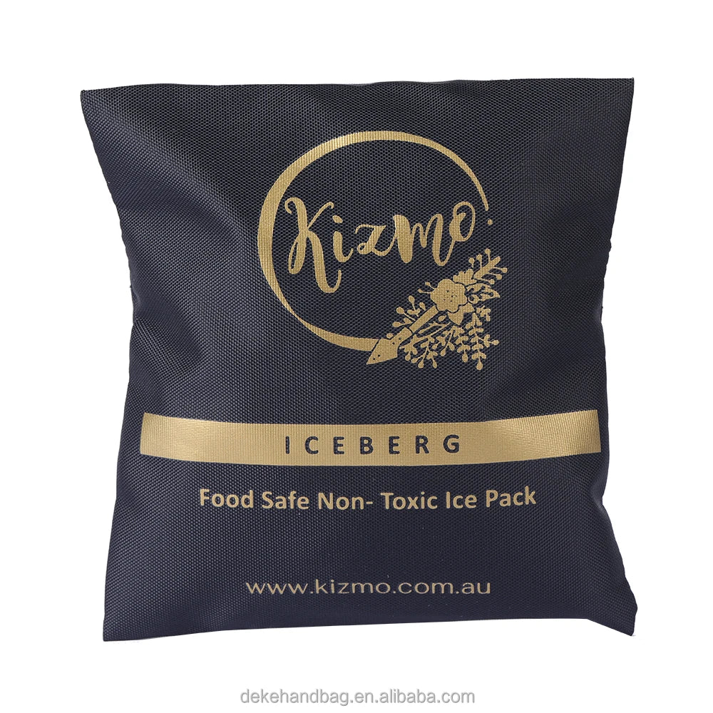 Factory Customised Square Reusable Waterproof Black Nylon Fabric Ice Pack Packaging Bag Pouch with Logo