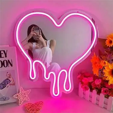Winbo Wholesale Mirror With Led Light for Bedroom Wedding Decor Wall Mounted Vanity Mirror With Lights Dreamcolor Neon Mirror