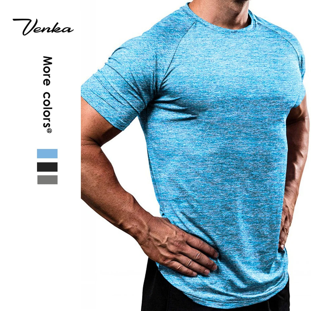 Men's Lightweight Summer Fitness T-Shirt Quick Dry Breath Custom Printed Plain Gym Wear European Plus Size for Gym Workouts