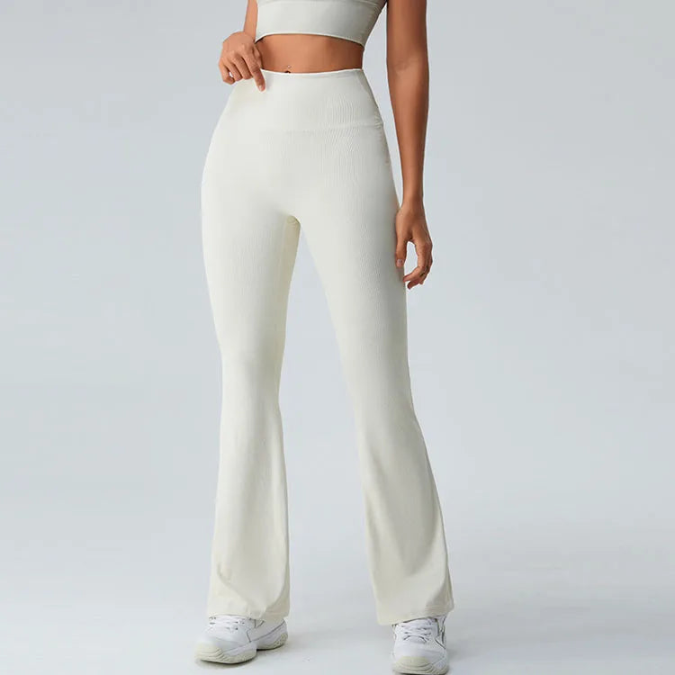 2024 New Flare Ribbed Yoga Pants Sex Fitness Lady Sport Yoga Pants Leggings for Women Solid Color Sexy Ass Yoga Pants