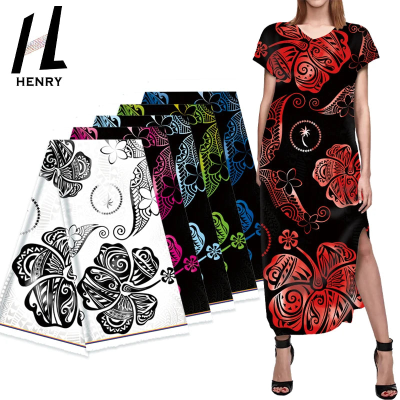 Chinese Fabric Supplier Newly Designed Boho Style Polyester Fingerprint Flower Printing Fabric for Micronesia Clothing