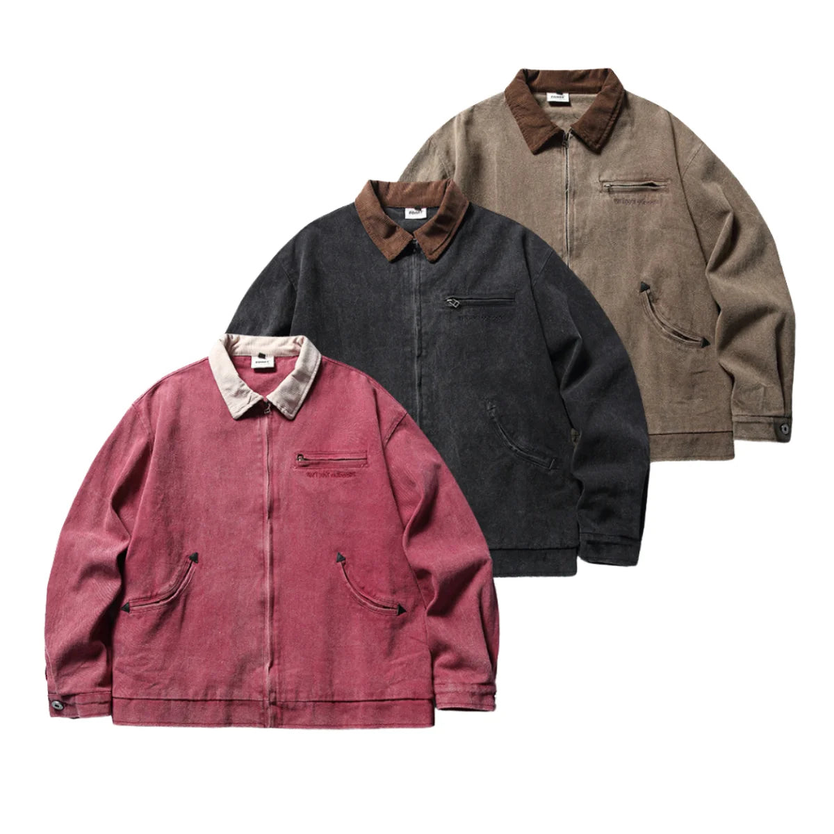 Customized Men turn-down zipper vintage cargo work heavyweight jakct MegaBDM