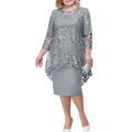 Summer Party Dresses O-neck High-waist Embroidery Lace 3/4 Sleeve Evening Midi Dress for Women 2023 Elegant Casual Dresses Print
