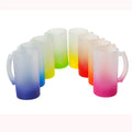 Topjlh Sublimation 16oz Blank Wholesales Heavy Based Custom Gradient Color Custom Logo Frosted Large Beer Glass Mug with Handle