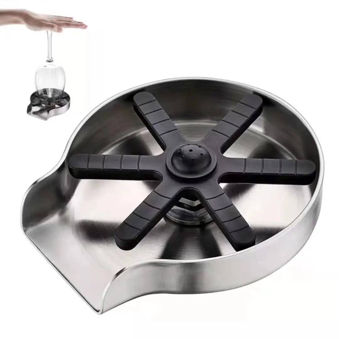 Automatic Stainless Steel Cup Washer Glass Rinser with Brush for Kitchen Sinks Restaurants Bars & Coffee Shops
