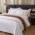 Custom 5 Star Hotel Bed Sheet Wholesale Embroidered Webbing Bedding Sets White Hotel Bed Linen Duvet Cover
