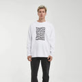 Minimalist White Oversize Eye-catching Men's Long Sleeve 100% Cotton Jersey Breathable Letter Pattern T-Shirt in Negro Size XS