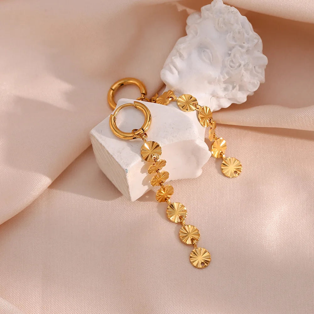 Minimalist 18K Gold Plated Stainless Steel Waterproof Long Tassel Chain Dangle Drop Earrings for Women