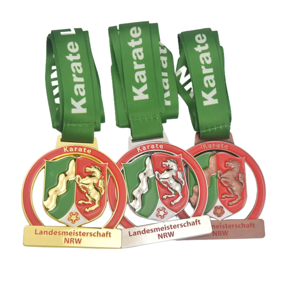Custom NRW Germany 3D Horse Karate Medal Taekwondo Medal Aikido Judo Medal in Gold Silver Bronze Finishes