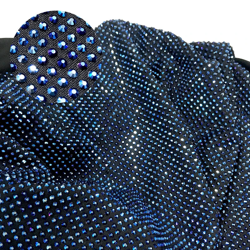 FB002 Wholesale Mesh Rhinestone Fabric Good Quality Crystal Beaded Fabric With 100CM
