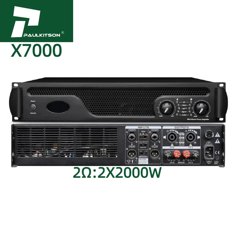 Paulkitson Amplifier X7000 Class TD Power Amplifier 2x1000W Audio Amplifier 1000 Watts Professional Power Sound Equipment
