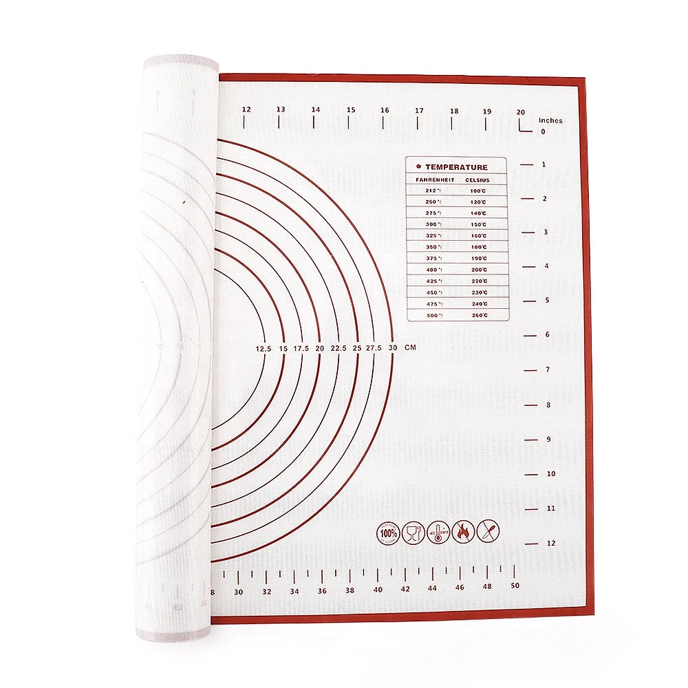 60X40Cm Non Stick Heat-Resistant Reusable Silicone Baking Mats Dough Rolling Mat With Measurement Counter
