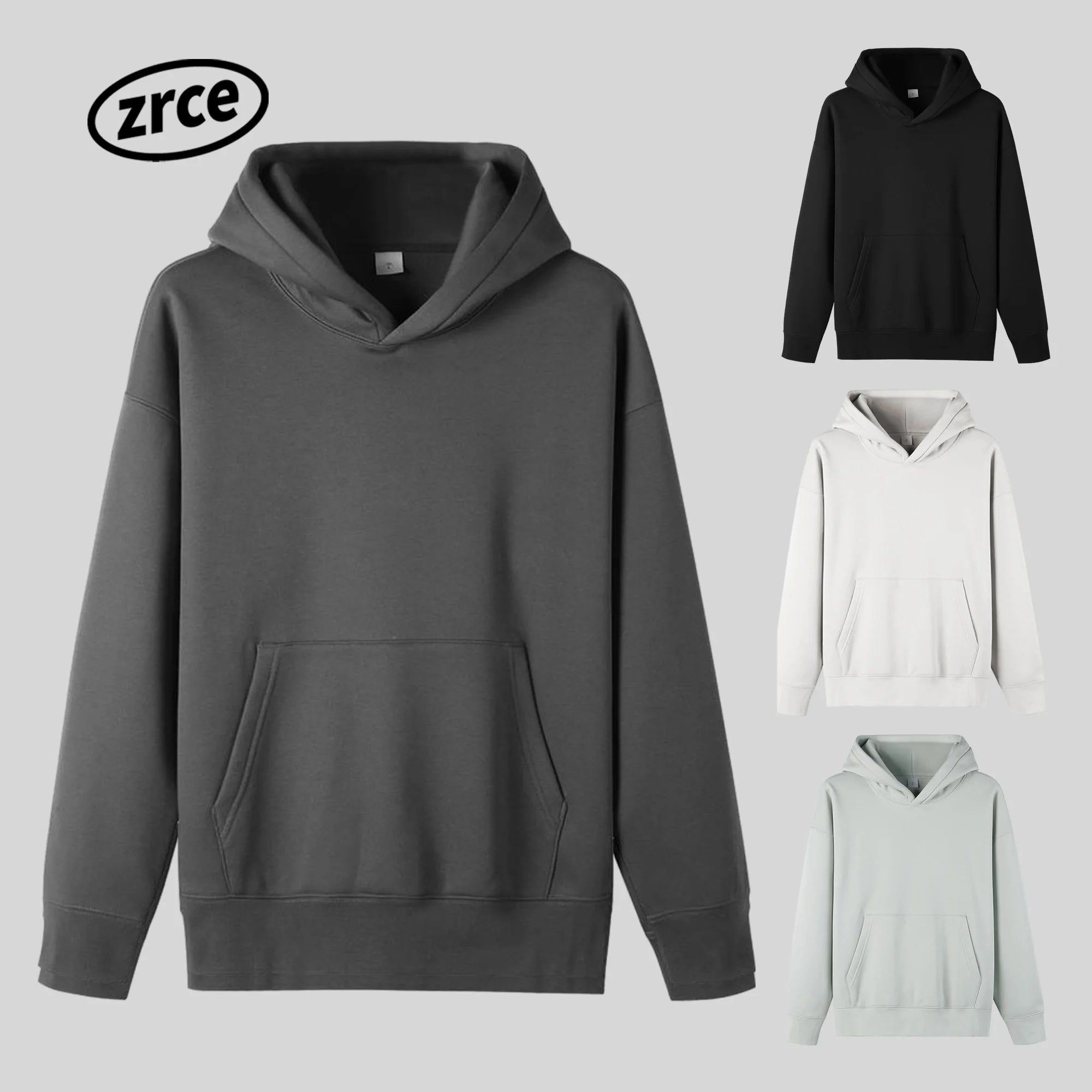 Custom 350 GSM Cotton Polyester French Terry Unisex Oversized Heavyweight Fleece Embroidery Hoodie Plain Black Blank No String
