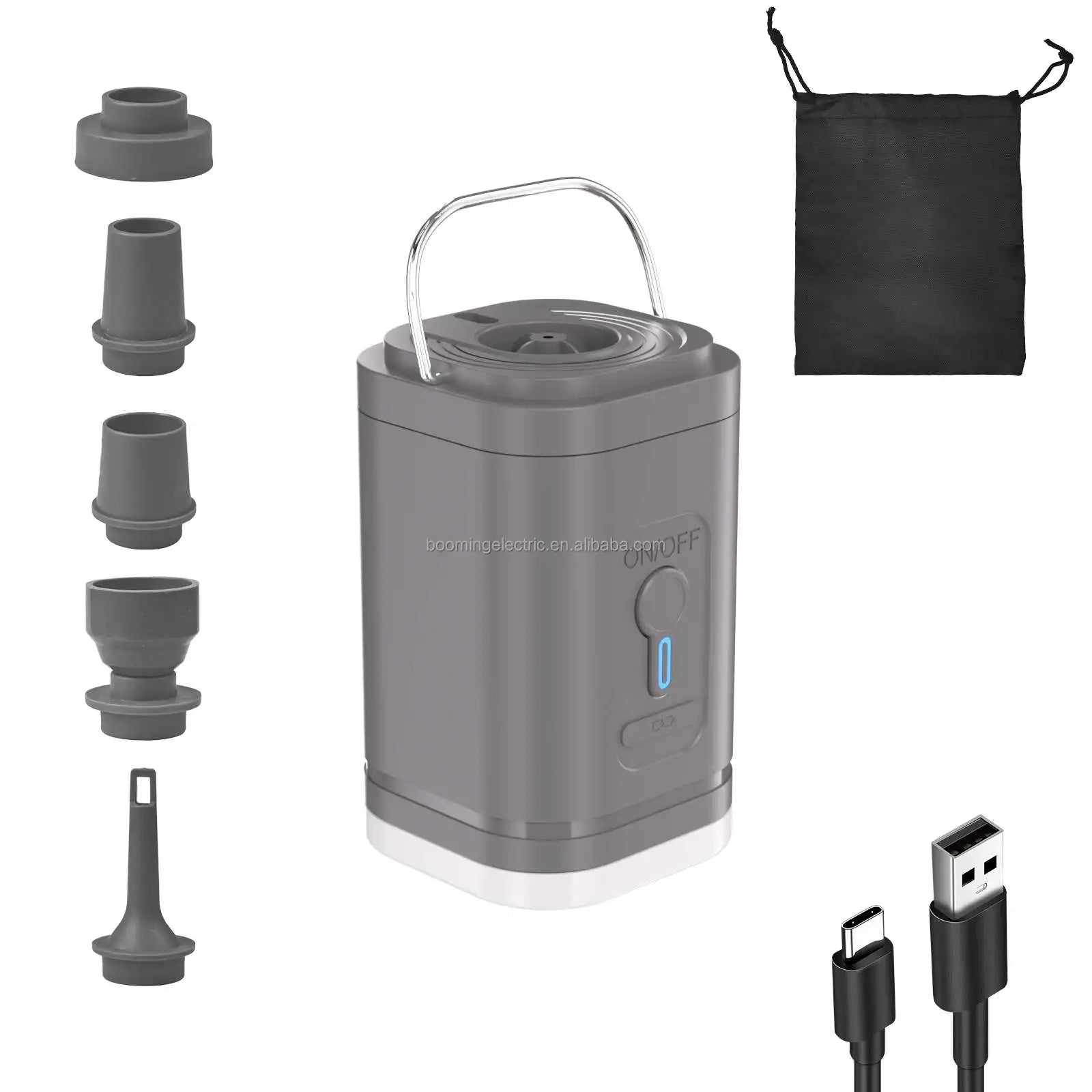 Portable Mini Air Pump with 1200mAh Battery USB Rechargeable for Sleeping Pads Pool Floats Air Bed Air Mattress Swimming Ring