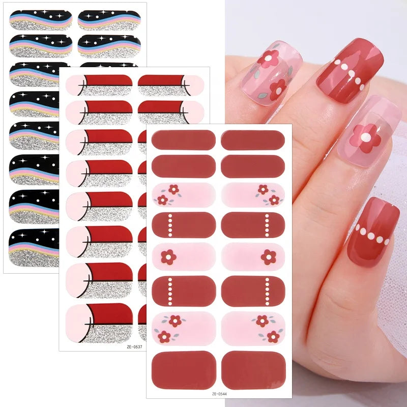 Private Label Custom Logo Gel Nail Stickers Self-Adhesive Design Nails Wrap Stickers for Girls