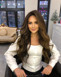 Unprocessed Virgin Cuticle Aligned Human Hair Caramel Brown Highlight European Human Hair Lace Front Jewish Kosher Wigs