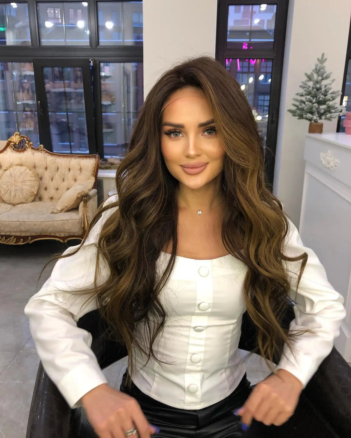 Unprocessed Virgin Cuticle Aligned Human Hair Caramel Brown Highlight European Human Hair Lace Front Jewish Kosher Wigs