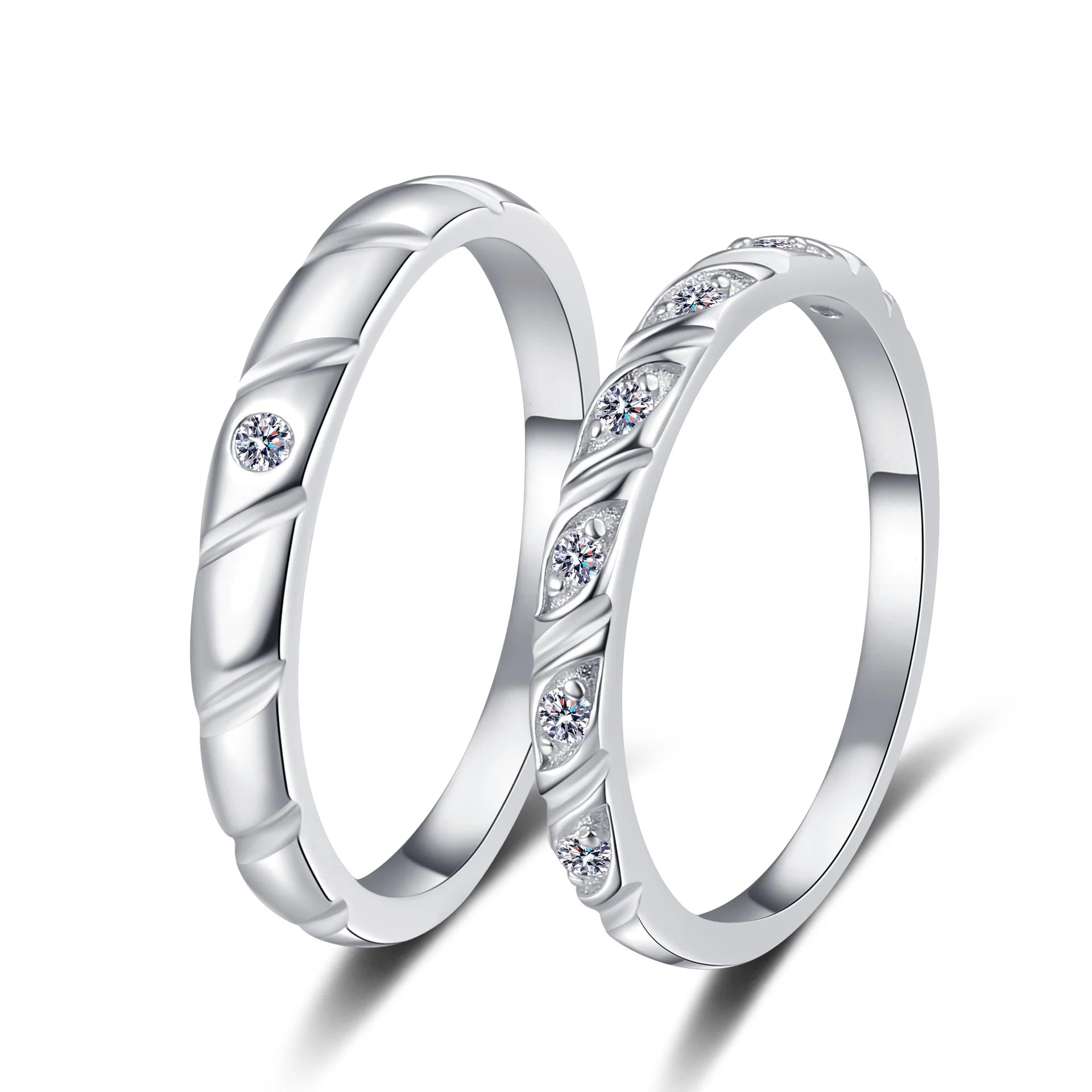 Simple Design Couple Ring 925 Sterling Silver Tiny Moissanite Shining Ring Engagement Jewelry for Women Daily Jewelry