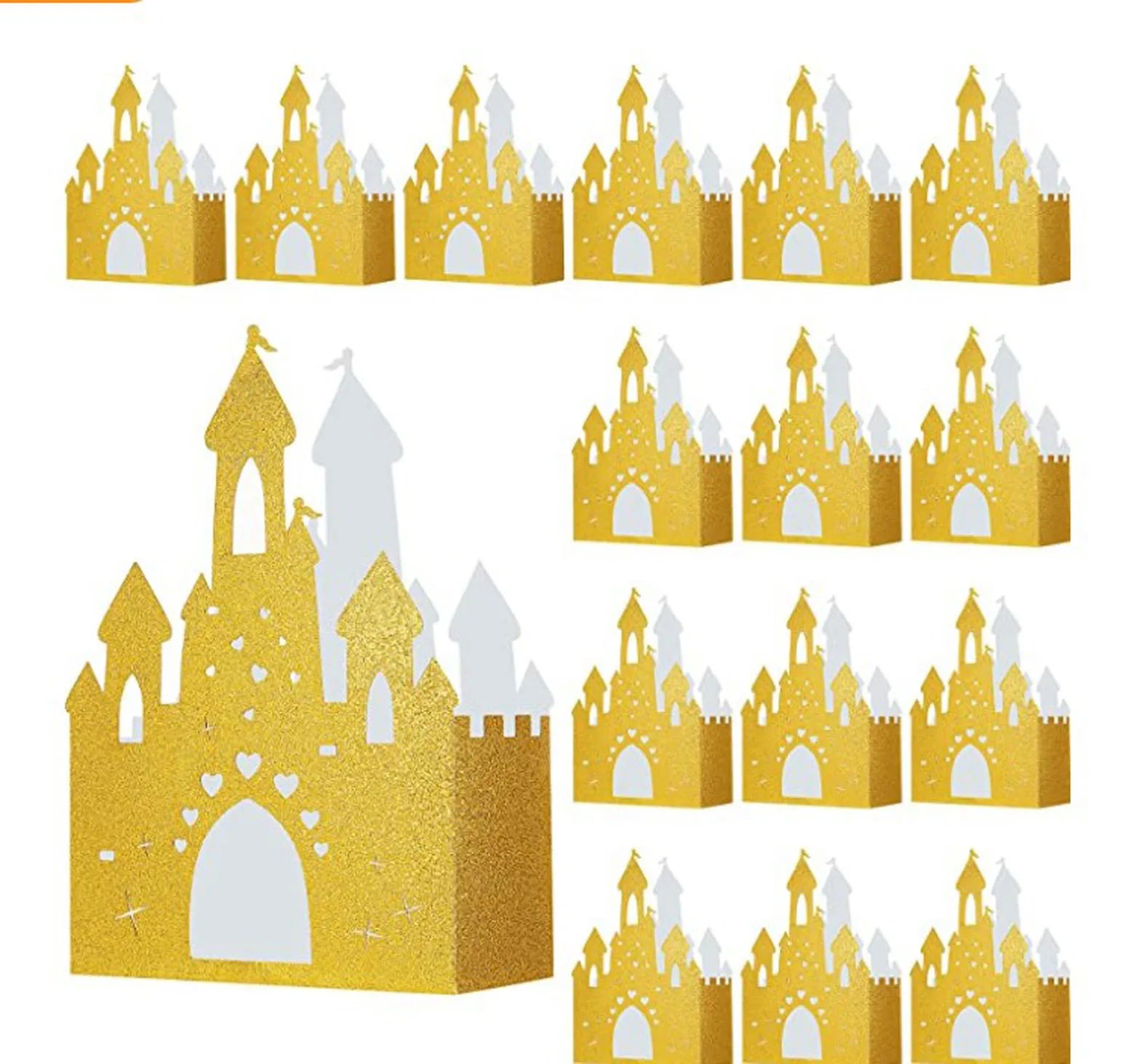 Glitter Gold Castle Table Centerpiece Princess Themed Party Favor Box Foil Candy Present DIY Gift Box for Table Decor PQ35