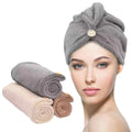 Microfiber Woven Hair Towel with Button Fast Drying Hair Wrap for Women-Antimicrobial Hypoallergenic Eco-Friendly Triangle Shape