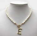 Gold  Name English Alphabet Initial Letter Pendants Necklaces Simulated Pearl Chain Necklace for Women Jewelry