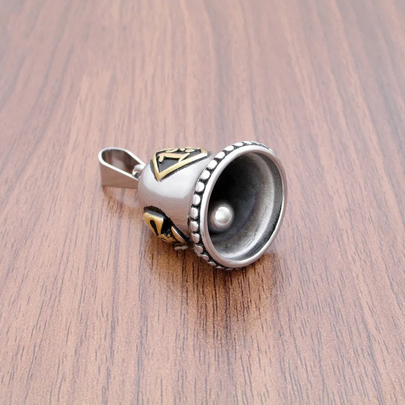 Warrior Pendant Cartoon Bike Bell Numbers 1 Er Guardian Bell Curve 1%er Guardian Motorcycle Bell Pendant Necklace