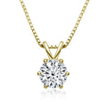 Classic Plated Gold Six Claws 925 Sterling Silver 1carat Moissanite Diamond Pendant Necklace for Women Jewelry Gift