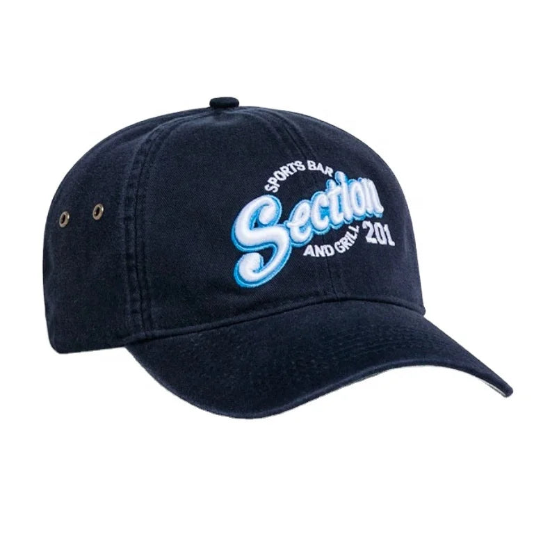Wholesale Comfortable Metal Eyes Adjustable Buckle Structured Caps Custom Dad Hat with Fruit Image Logo Sporty 100% Cotton