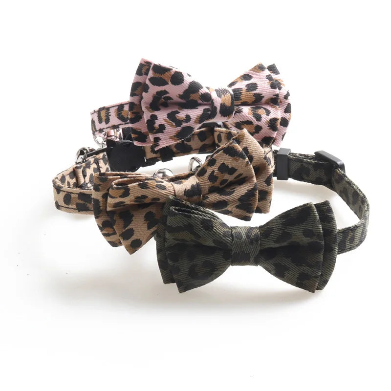 New Leopard Print Pet Collar - Cat Collar with Bell Cat Neck Ring