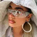 Custom Logo  Luxury Women's Y2K 2000's Punk Style Acrylic  Rimless Eyewear Goggles Sport One Piece Lens  Sunglasses Women