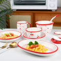 Japanese Cherry Plaid Ceramic Tableware Cute Hand-painted Dessert Plate Deep Dish