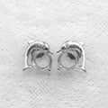 Sterling Silver 6*6mm Semi Mount Stud Earrings Empty Support Blank Claws Setting S925 Base Without Center Stone for DIY Inlay