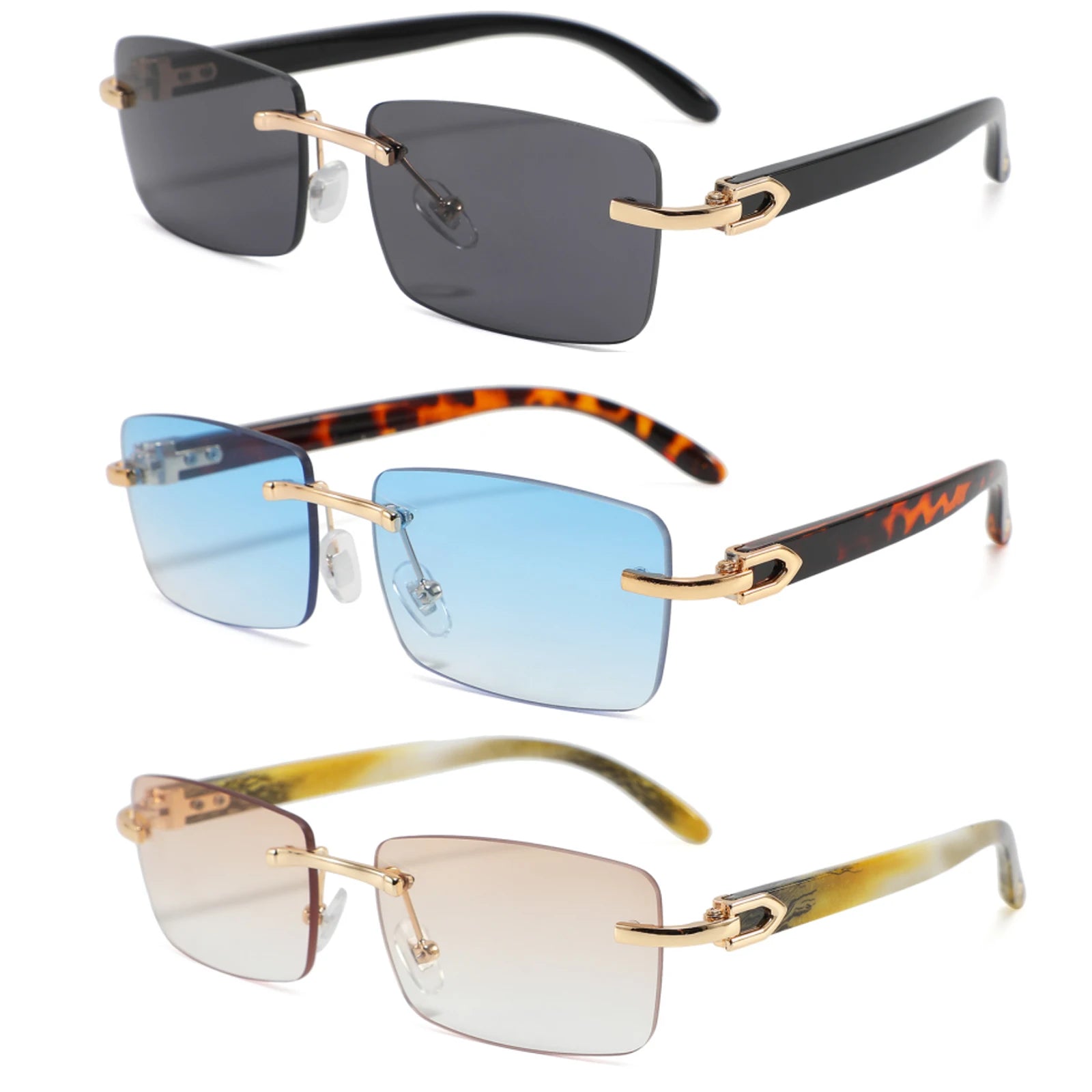 Ce Luxury square Small Size Men Sun Glasses Frameless Supply Wholesale Price Vintage Rimless Sunglasses