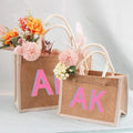 Vintage Jute Tote Bag Women's Beach Shopping Handbag Portable Handle Eco-Friendly Gift Bag Wedding Customizable Multiple Sizes