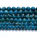 1 Strand Natural Stone Beads Blue Apatite Polished Round Smooth Gemstone Beads for Jewelry Making