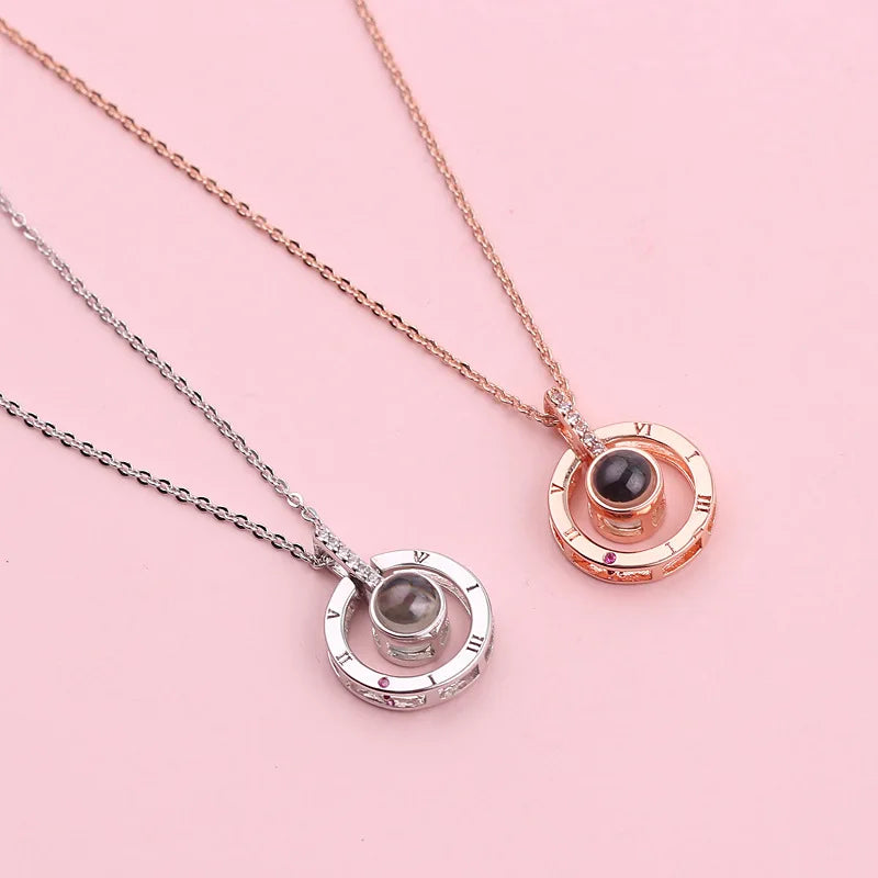 Letter Necklace 100 Languages I Love You Projection Pendant Necklace Women Jewelry Collier Best Friends Gifts