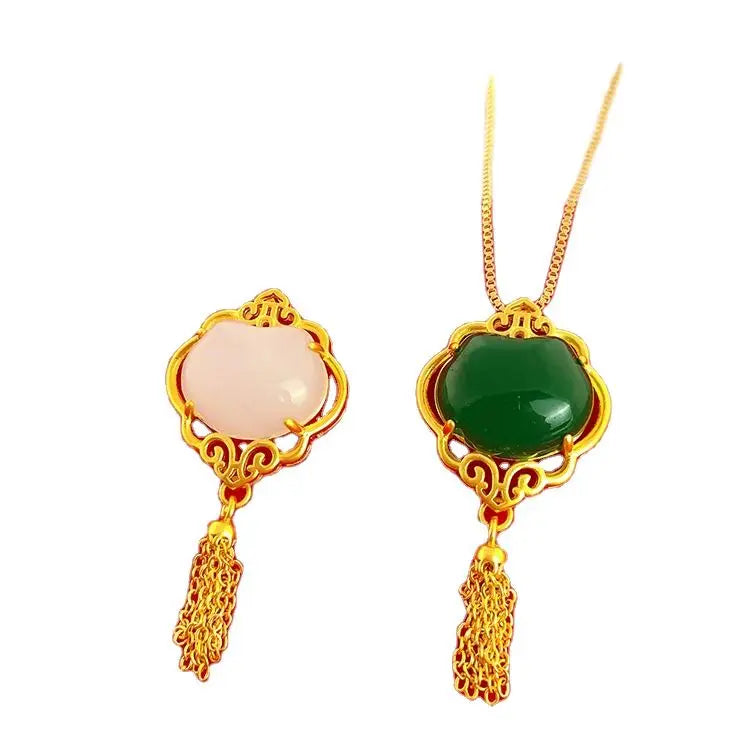Hd0194  Gold Plated Gemstone Jewelry Gold Filled Lock Pendant Gold Filled Chain Spool