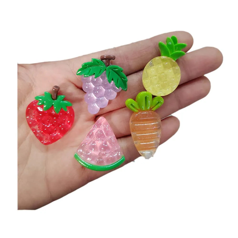 Luminous Fruits Strawberry Watermelon Pineapple Grapes Resin Cabochon Flatbacks for Phone Decor Parts DIY Scrapbooking Hair Bows
