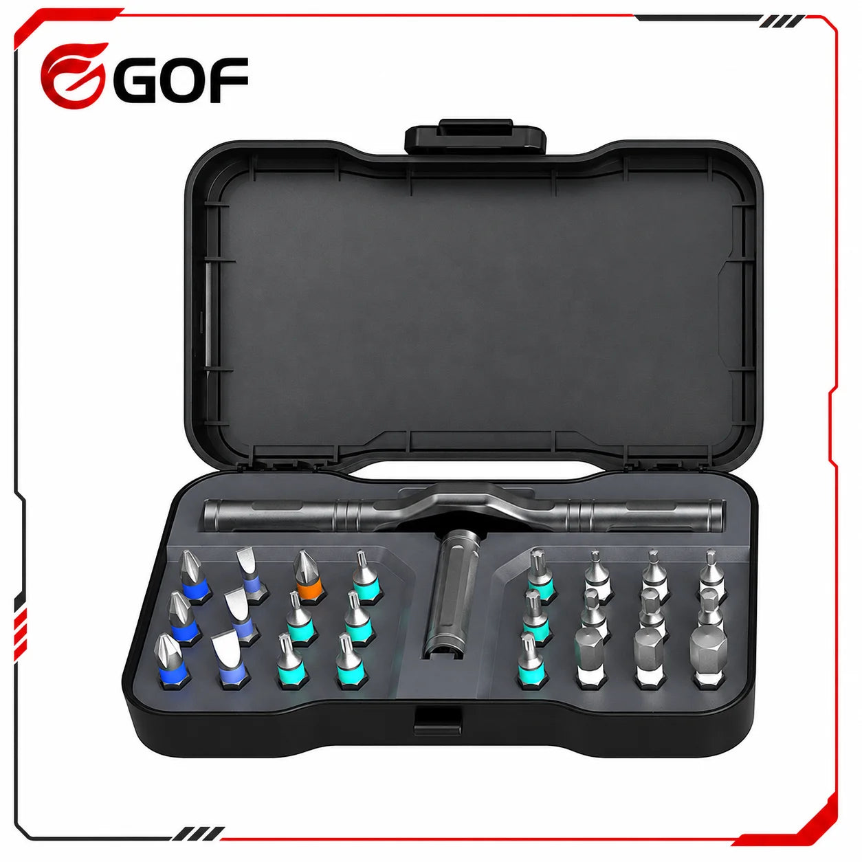 24-Piece Multifunctional Magnetic Screwdriver Set Detachable T-shaped Ratchet S2 Tool Steel Nickel Finish DIY Professional OEM