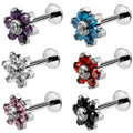 Titanium Flower Ear Tragus Cartilage Rings 16G Crystal Earring Stud Labret Stud Piercings Women Men Jewelry