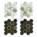 Hexagon Shape Electroplate Glossy Silver Plating Frame on Surface Backsplash Kitchen Tile Glass Mosaic