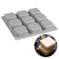 Hot Sell Easy-Release DIY Handmade BPA Free Eco-Friendly 9 Cavity Round Corner Silicone Square Cake & Soap Molds