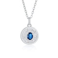 YBO Custom 925 Sterling Silver Round Pendant Necklace Trendy Natural Gemstone Sapphire Letter Engraving for Weddings Parties