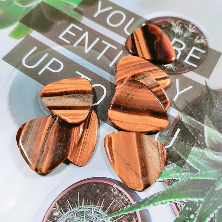 Huiying Custom Unique Gemstone Yellow Tiger Eye Guitar Accessories Picks