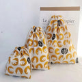 Eco Recyclable 100% Cotton Screen Printed Flowers Drawstring Bag Journey Underwear Buggy Jewelry Logo Packing