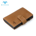 Factory Custom Crazy Horse Genuine Leather RFID Blocking Metal Pop up Card Holder Wallet