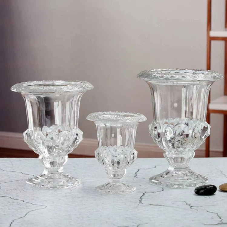 Wholesale Vintage Creative Wind Lamp Thickened Flower Arrangement High-footed Ornaments Transparent Glass Vase