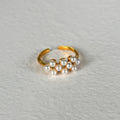 Dazan Autumn Winter New Ins Trendy 18k Pvd Gold Plated Stainless Steel Polished Natural Pearl Coral Design Open Ring